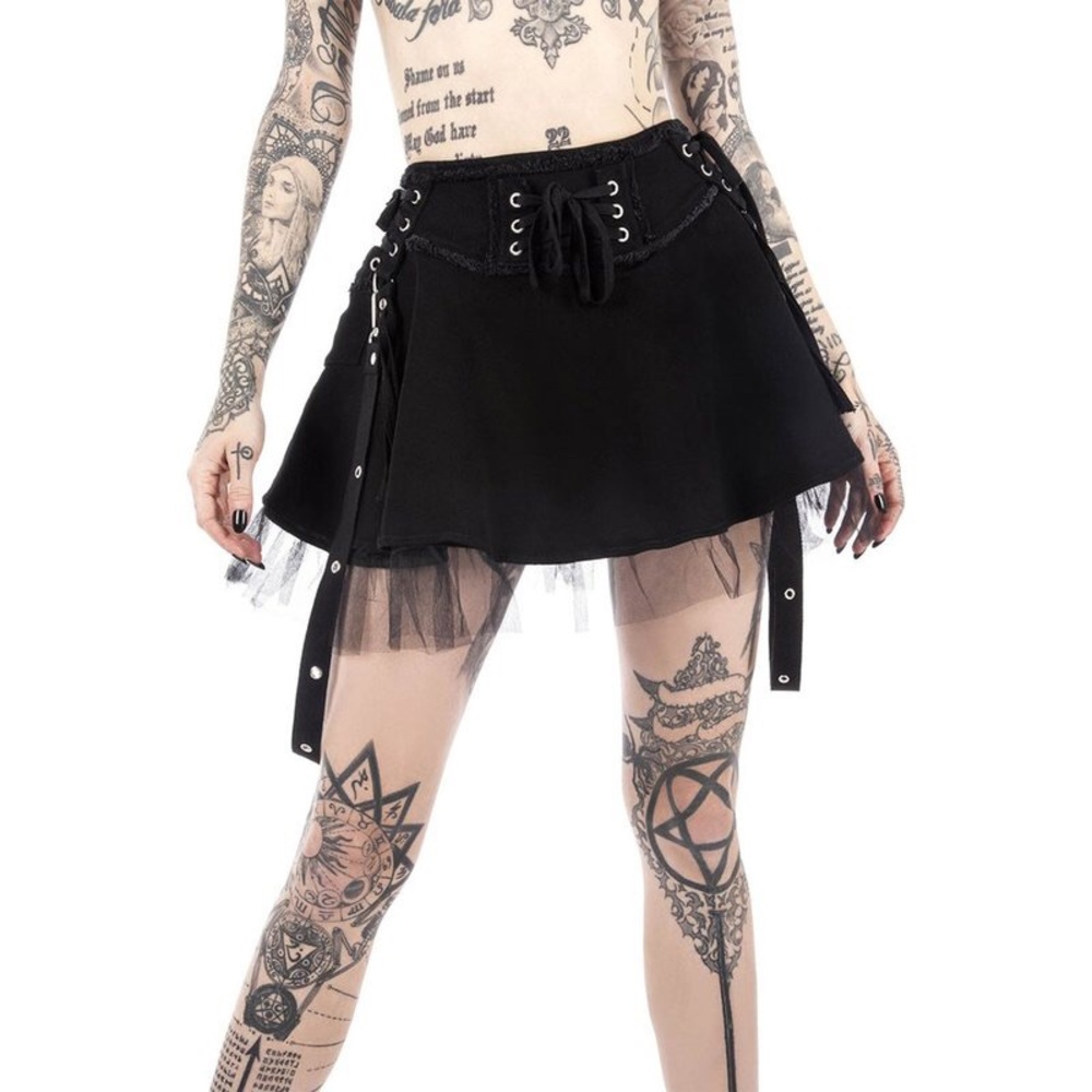 Killstar Denim Skirt Black SMALL Goth witch sexy